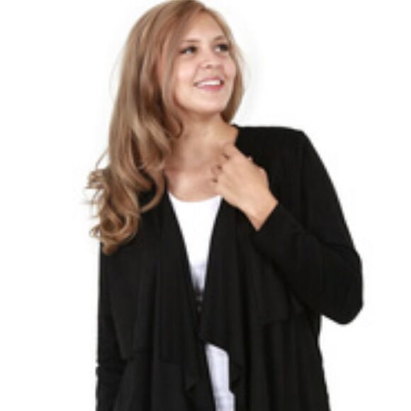 Black Faux Suede Cardigan - Picture 1 of 6
